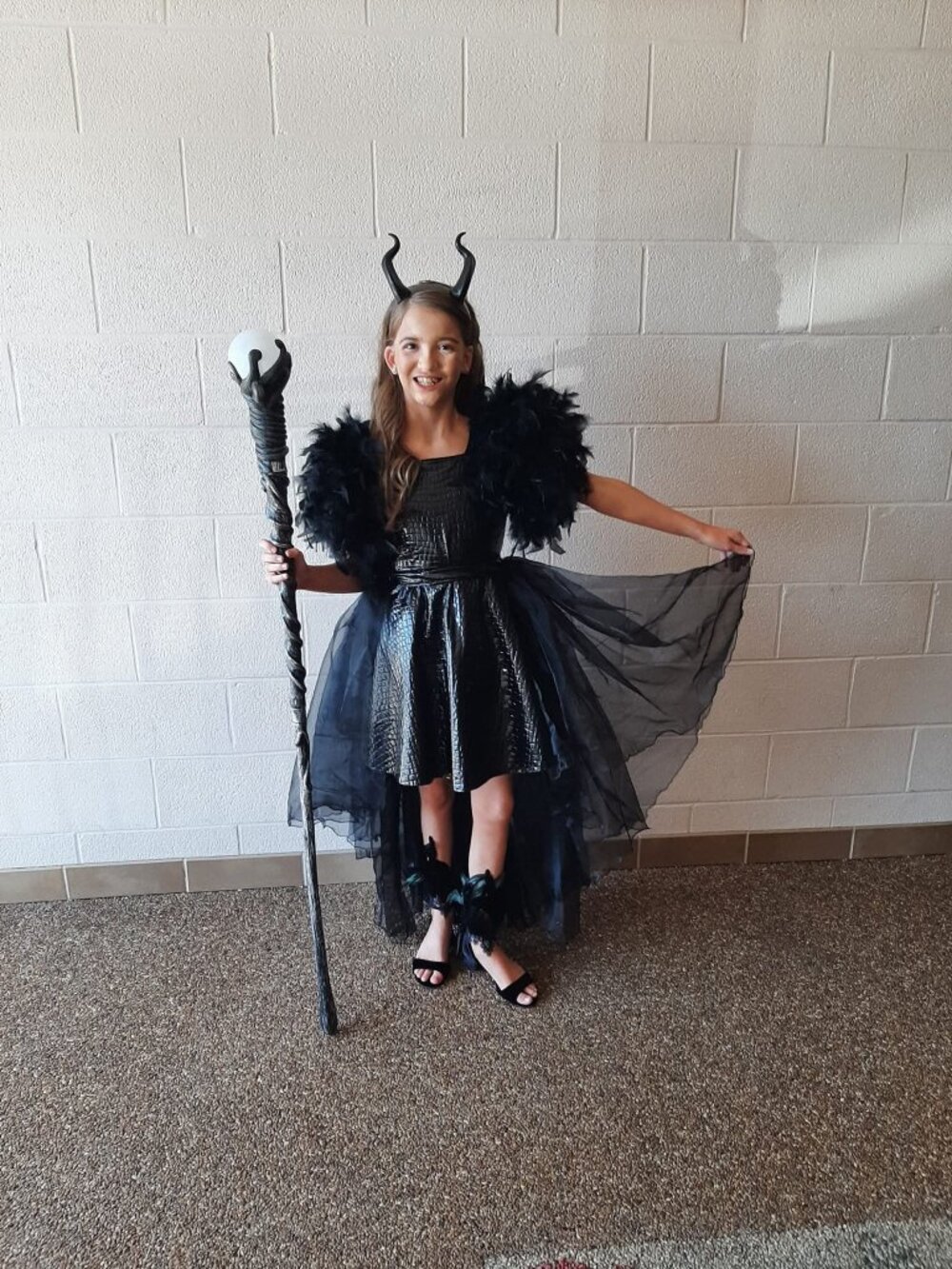 Maleficent fun fashion/ooc, Halloween pageant wear, custom, little girl 10, 10-1
